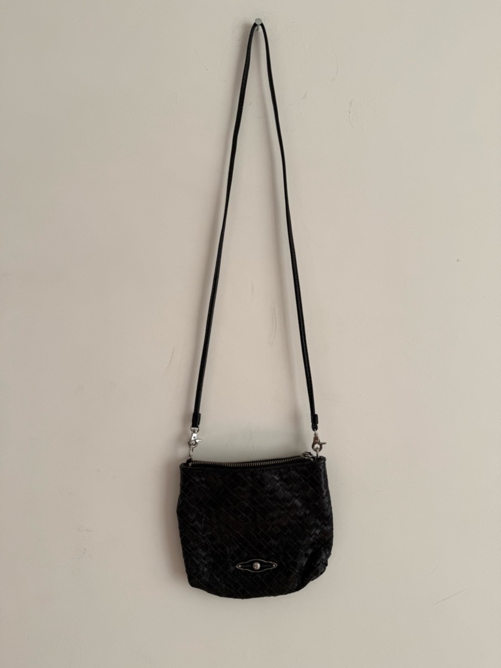 Elliott Lucca Black Woven Crossbody Bag